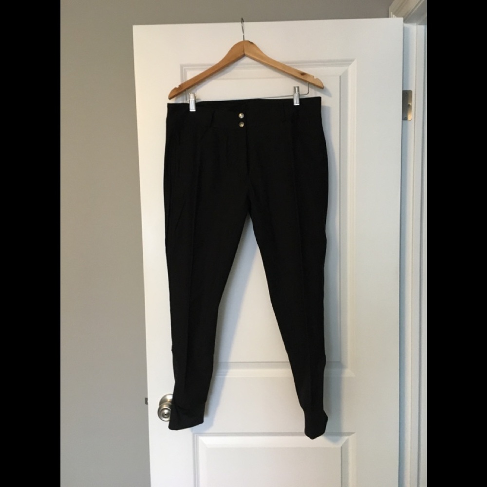 Black riding breeches.